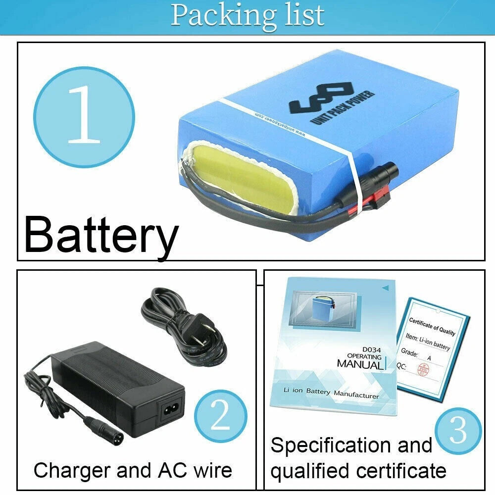 UPP 48V 20Ah 1500W Lithium Ion Li-Ion ebike Battery DIY Scooter Electric Bicycle